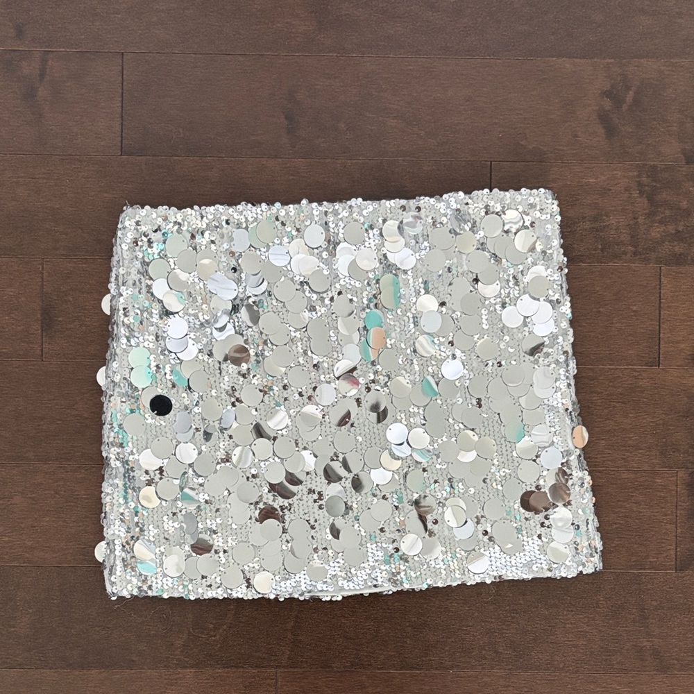 Edikted Silver Low Rise Sequin Mini Skirt